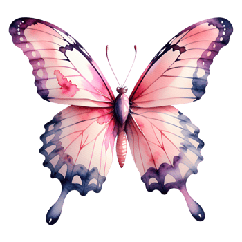 Watercolor Pink Butterfly Isolated on a Transparent Background. AI Generative png