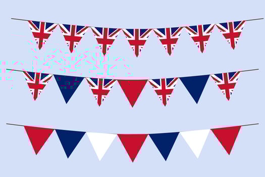 Union Jack Flag set elements isolated vector