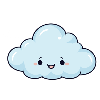 Kawaii Style Cloud Clipart - Ai Generative png