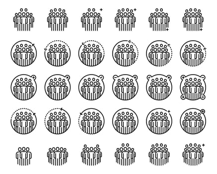 People Icons Line Work Group Team Vector Set , Person , partner, Worker Employee
