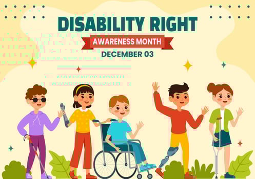 Disability Rights Awareness Month Social Media Background Flat Cartoon Templates Illustration vector