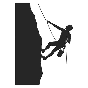 Mountain Climber Vector Silhouette Free, Rock climber black silhouette isolated on a white Background