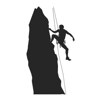 Mountain Climber Vector Silhouette Free, Rock climber black silhouette isolated on a white Background