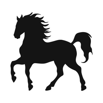 A Horse Silhouette Vector isolated on a white Background, A Moving Horse silhouette Clipart