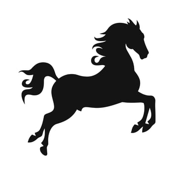 A Horse Silhouette Vector isolated on a white Background, A Moving Horse silhouette Clipart