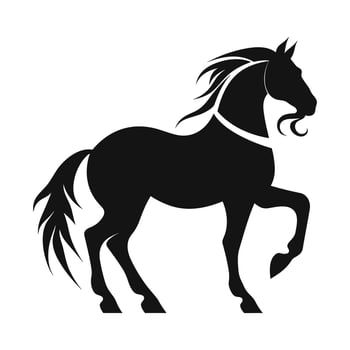 A Horse Silhouette Vector isolated on a white Background, A Moving Horse silhouette Clipart