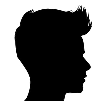Crew Cut hair Silhouette isolated on a white background, Men hair cut Vector, Crew haircut Vector