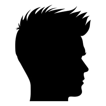 Crew Cut hair Silhouette isolated on a white background, Men hair cut Vector, Crew haircut Vector