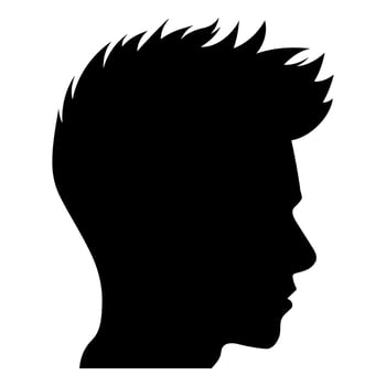 Crew Cut hair Silhouette isolated on a white background, Men hair cut Vector, Crew haircut Vector