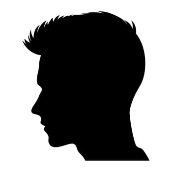 Crew Cut hair Silhouette isolated on a white background, Men hair cut Vector, Crew haircut Vector