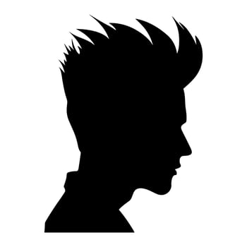 Quiff haircut Silhouette clipart, Men hair cut Vector, Trendy stylish Male hairstyle Silhouette vector
