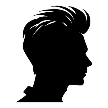 Quiff haircut Silhouette clipart, Men hair cut Vector, Trendy stylish Male hairstyle Silhouette vector