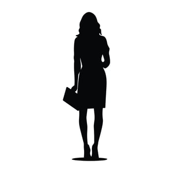 A Business woman vector Silhouette, A Girl vector isolated on a white background, Corporate person Black vector
