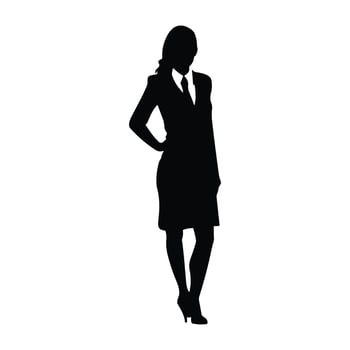 A Business woman vector Silhouette, A Girl vector isolated on a white background, Corporate person Black vector