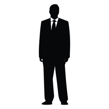 A Businessman Silhouette vector free, A Man vector isolated on a white background, A Corporate person Black vector