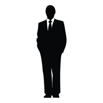 A Businessman Silhouette vector free, A Man vector isolated on a white background, A Corporate person Black vector