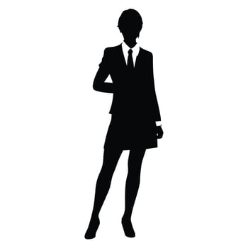 A Business woman vector Silhouette, A Girl vector isolated on a white background, Corporate person Black vector