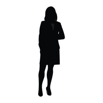 A Business woman vector Silhouette, A Girl vector isolated on a white background, Corporate person Black vector