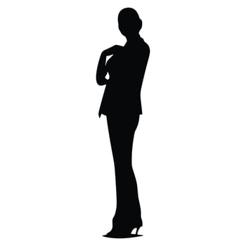 A Business woman vector Silhouette free, A Girl vector isolated on a white background, Corporate person Black vector