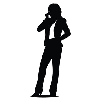 A Business woman vector Silhouette free, A Girl vector isolated on a white background, Corporate person Black vector
