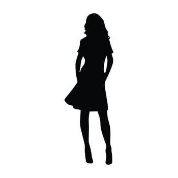 A Business woman vector Silhouette free, A Girl vector isolated on a white background, Corporate person Black vector