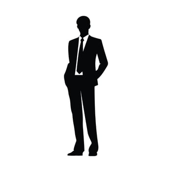 A Businessman Silhouette vector free, A Man vector isolated on a white background, A Corporate person Black vector