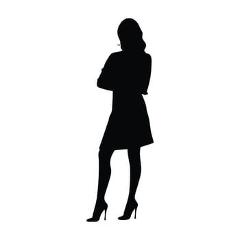 A Business woman vector Silhouette, A Girl vector isolated on a white background, Corporate person Black vector