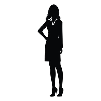 A Business woman vector Silhouette free, A Girl vector isolated on a white background, Corporate person Black vector