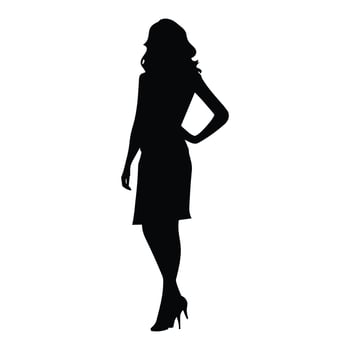 A Business woman vector Silhouette, A Girl vector isolated on a white background, Corporate person Black vector