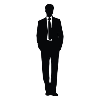 A Businessman Silhouette vector free, A Man vector isolated on a white background, A Corporate person Black vector