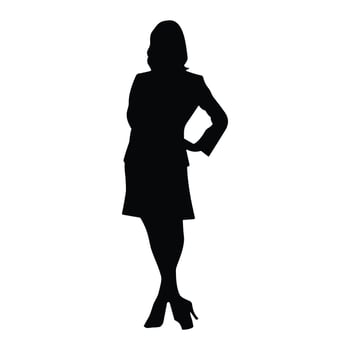 A Business woman vector Silhouette, A Girl vector isolated on a white background, Corporate person Black vector