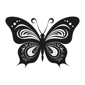 Butterfly Silhouette Vector illustration, Flying butterfly black silhouette, Monarch clipart isolated on a white background