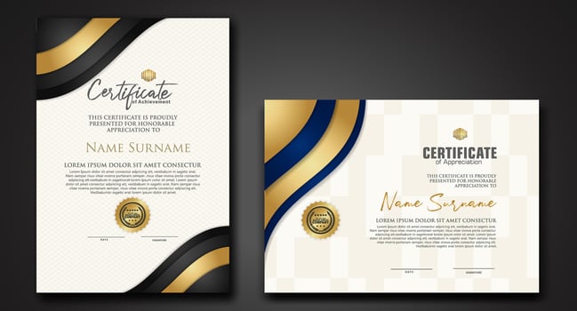 Set luxury certificate template vector