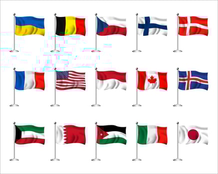 Set of Flags world badge emblem vector