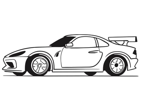a black and white drawing of a sports car vector
