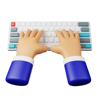 3d hand typing png