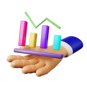 3d icon hand and candle chart png