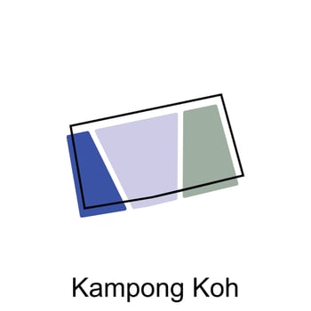Vector Map City of Kampung Koh design template, High detailed illustration Country in Asia