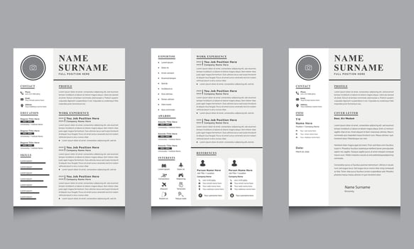 Personal Resume Design Template Layout and Cover Letter vector