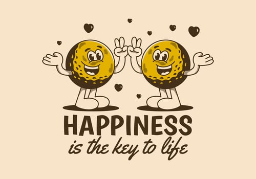 Happiness is the key to life. Mascot character illustration of golf ball with happy face vector