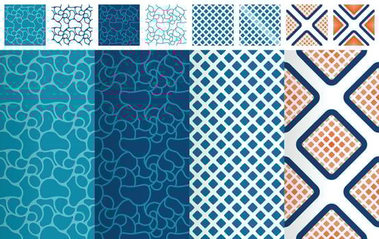 8 pattern seamless texture set for fabric and fashion. can be used for clothes, shoes, socks, textiles, jeans and pants vector