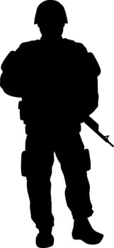 Soldiers silhouette vector illustration. Military soldier graphic resources for icon, symbol, or sign. Soldier silhouette for military, army, security, war or defense