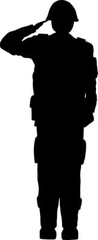 Salute silhouette vector illustration. Military salute graphic resources for icon, symbol, or sign. Respect soldier silhouette for military, army, security, war or defense