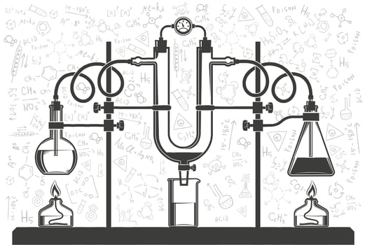 Chemical flasks and hoses vector