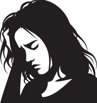 Sad Woman vector silhouette illustration, upset woman vector, tension woman vector