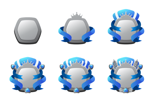 Game rank gem badge ui award achievement. Cartoon level medal in silver. png