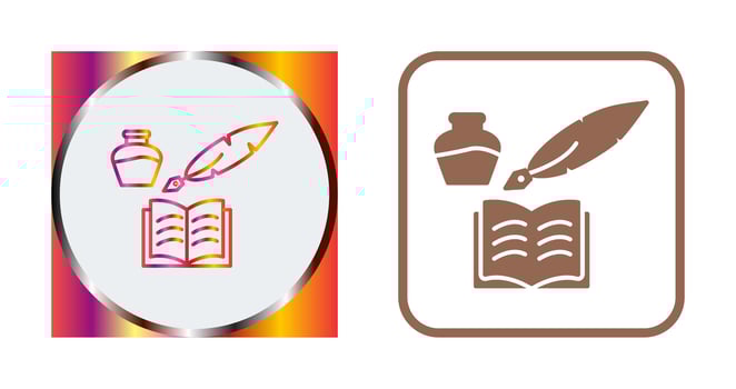 Unique Quill and Book Vector Icon