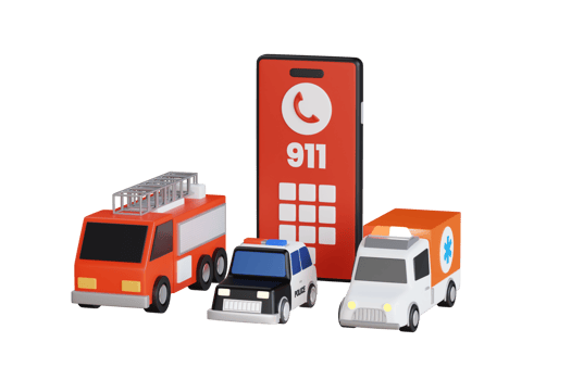 Emergency call 3d illustration. emergency services. ambulance, police, fire service png