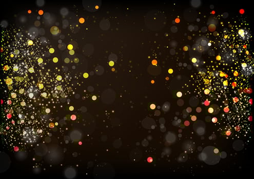 Abstract background of golden bokeh lights and stars for Christmas and New year holiday vector illustration