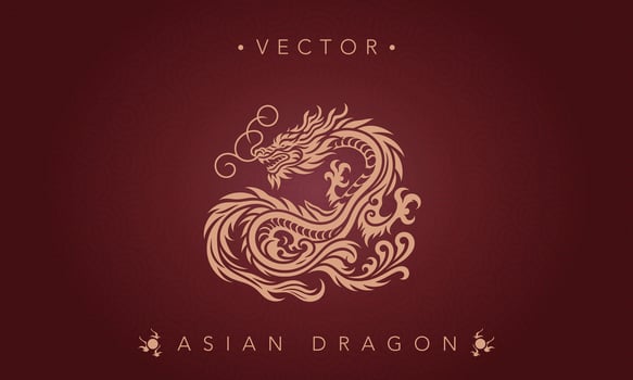 Asian traditional dragon pattern ancient Chinese dragon vector